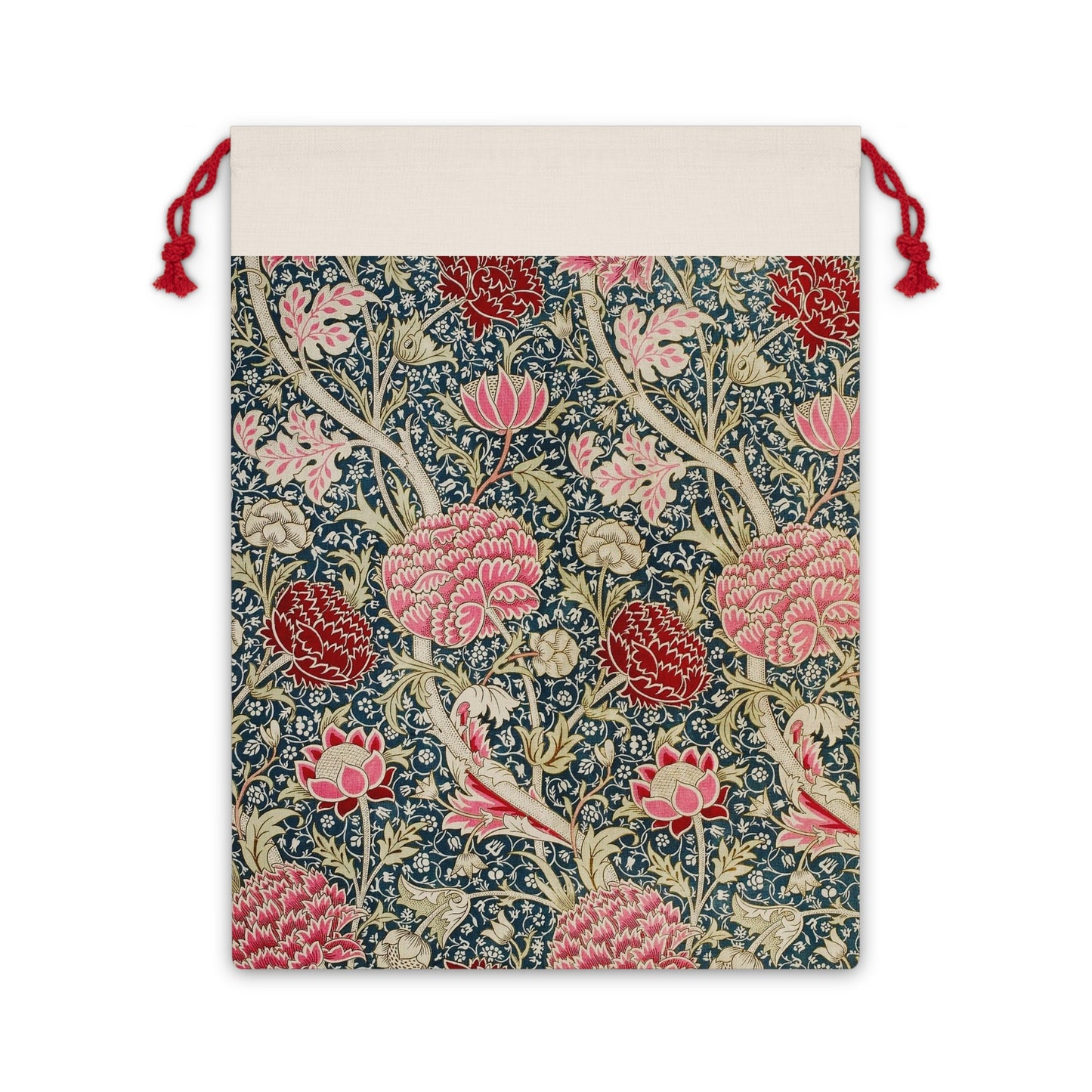 Linen Christmas Santa Sack inspired by William Morris & Co in a pattern called Cray Collection