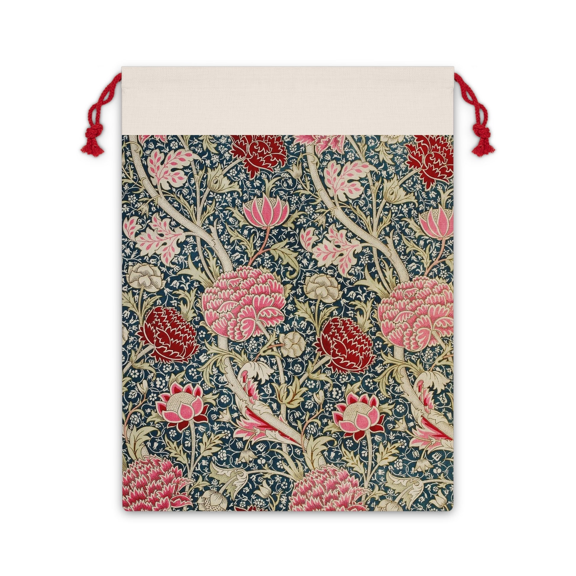 Linen Christmas Santa Sack inspired by William Morris & Co in a pattern called Cray Collection