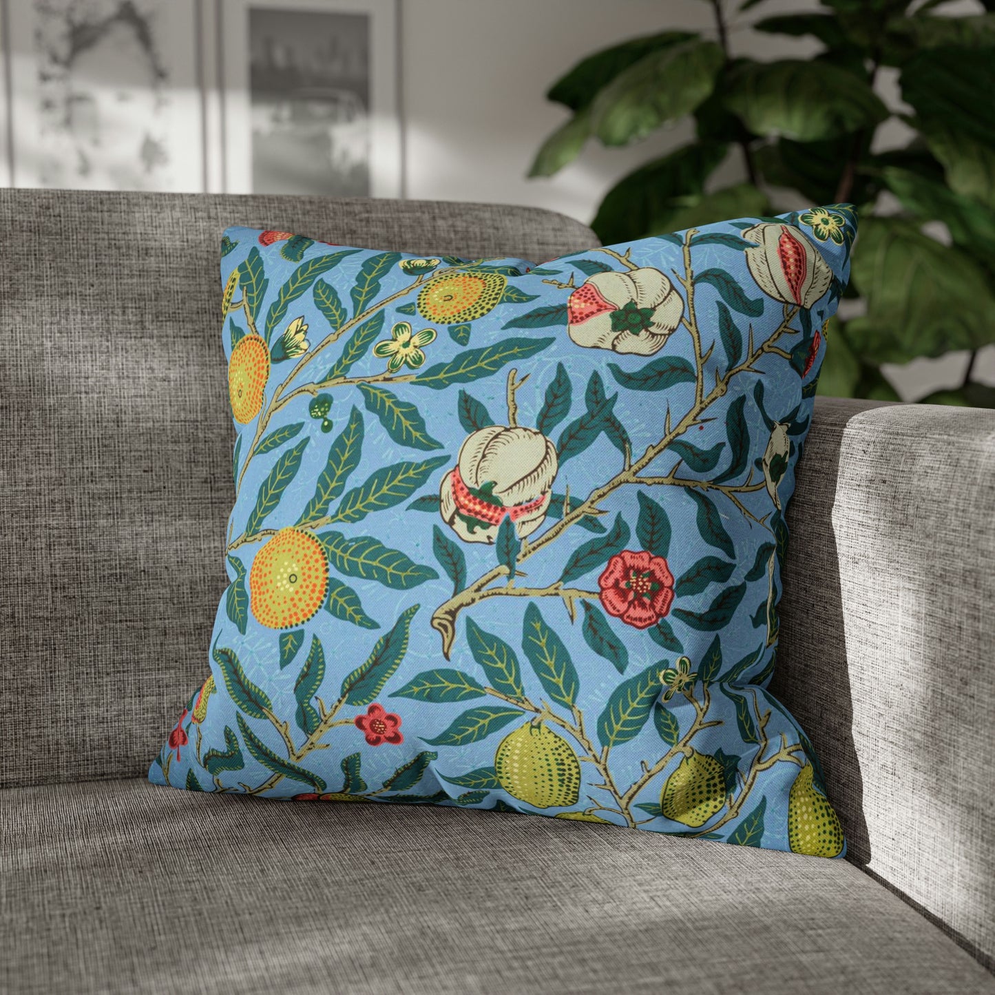Cushion Cover inspired by William Morris - Four Fruits Collection (Sky)