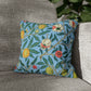 Cushion Cover in a floral pattern by William Morris & Co called Four Fruits Collection (Sky) in blue, green, red and yellow