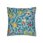 Cushion Cover in a floral pattern by William Morris & Co called Four Fruits Collection (Sky) in blue, green, red and yellow