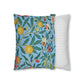 Cushion Cover in a floral pattern by William Morris & Co called Four Fruits Collection (Sky) in blue, green, red and yellow