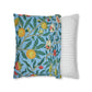 Cushion Cover in a floral pattern by William Morris & Co called Four Fruits Collection (Sky) in blue, green, red and yellow