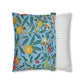 Cushion Cover in a floral pattern by William Morris & Co called Four Fruits Collection (Sky) in blue, green, red and yellow