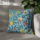 Cushion Cover in a floral pattern by William Morris & Co called Four Fruits Collection (Sky) in blue, green, red and yellow
