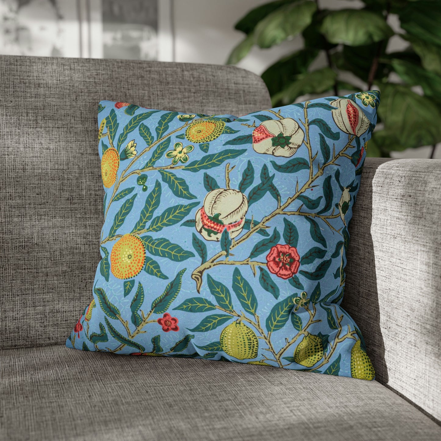Cushion Cover inspired by William Morris - Four Fruits Collection (Sky)