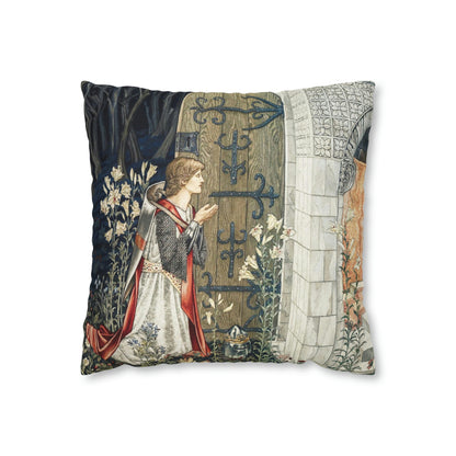 Cushion Cover in a religious inspired pattern by William Morris  & Co called Holy Grail Collection (Door) by the designer Edward Burne-Jones