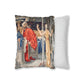 Cushion Cover for William Morris & Co by Edward Burne-Jones from a woollen tapestry called Holy Grail Collection (Feast) in Gold, Red and Blue