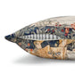 Cushion Cover for William Morris & Co by Edward Burne-Jones from a woollen tapestry called Holy Grail Collection (Feast) in Gold, Red and Blue