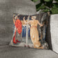 Cushion Cover for William Morris & Co by Edward Burne-Jones from a woollen tapestry called Holy Grail Collection (Feast) in Gold, Red and Blue