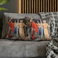 Cushion Cover for William Morris & Co by Edward Burne-Jones from a woollen tapestry called Holy Grail Collection (Feast) in Gold, Red and Blue