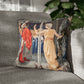 Cushion Cover for William Morris & Co by Edward Burne-Jones from a woollen tapestry called Holy Grail Collection (Feast) in Gold, Red and Blue