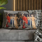 Cushion Cover for William Morris & Co by Edward Burne-Jones from a woollen tapestry called Holy Grail Collection (Feast) in Gold, Red and Blue