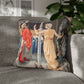 Cushion Cover for William Morris & Co by Edward Burne-Jones from a woollen tapestry called Holy Grail Collection (Feast) in Gold, Red and Blue