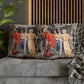 Cushion Cover for William Morris & Co by Edward Burne-Jones from a woollen tapestry called Holy Grail Collection (Feast) in Gold, Red and Blue