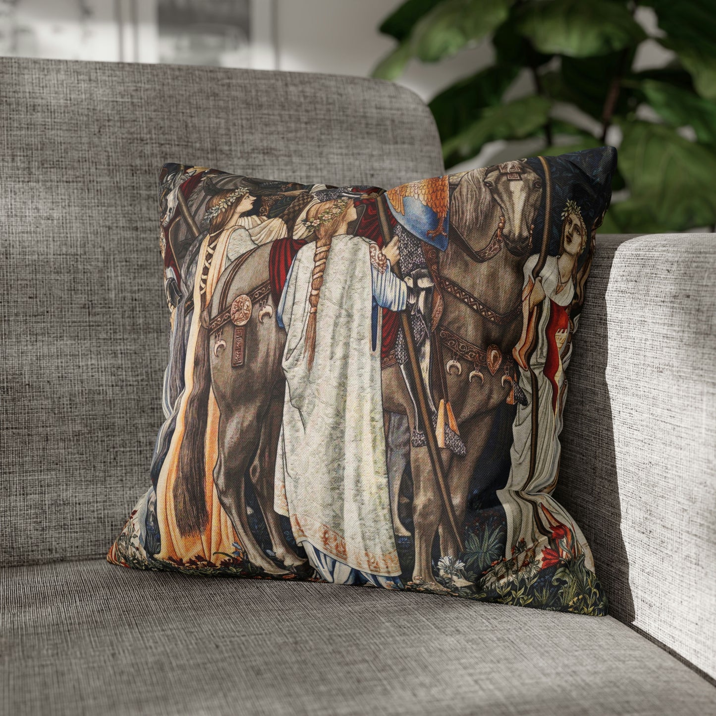 Cushion Cover inspired by William Morris - Holy Grail Collection (Horses)