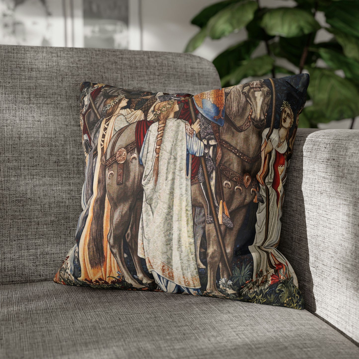 Cushion Cover inspired by William Morris - Holy Grail Collection (Horses)