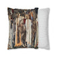 Cushion Cover for William Morris & Co by Edward Burne-Jones from a woollen tapestry called Holy Grail Collection (Feast) in Gold, Brown, Red and Blue