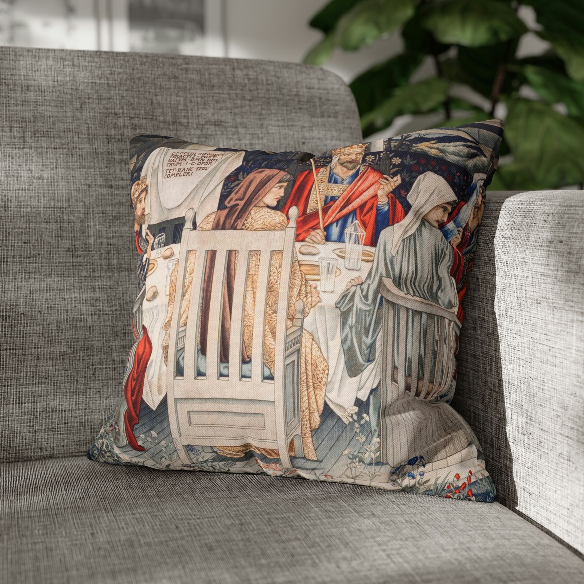 Cushion Cover originally created by John Henry Dearle for William Morris & Co based on a tapestry called Holy Grail Collection (King)