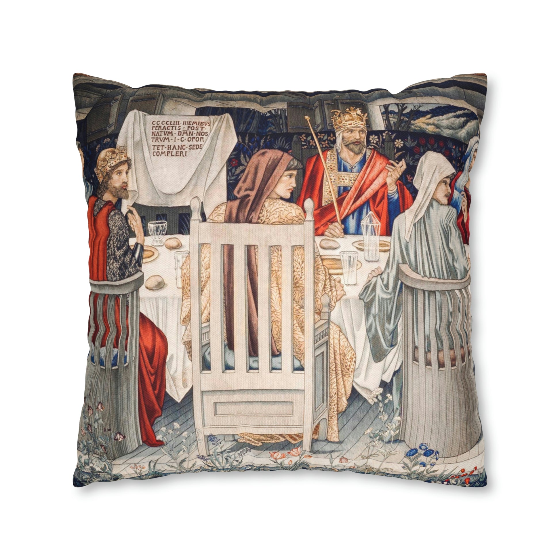 Cushion Cover originally created by John Henry Dearle for William Morris & Co based on a tapestry called Holy Grail Collection (King)