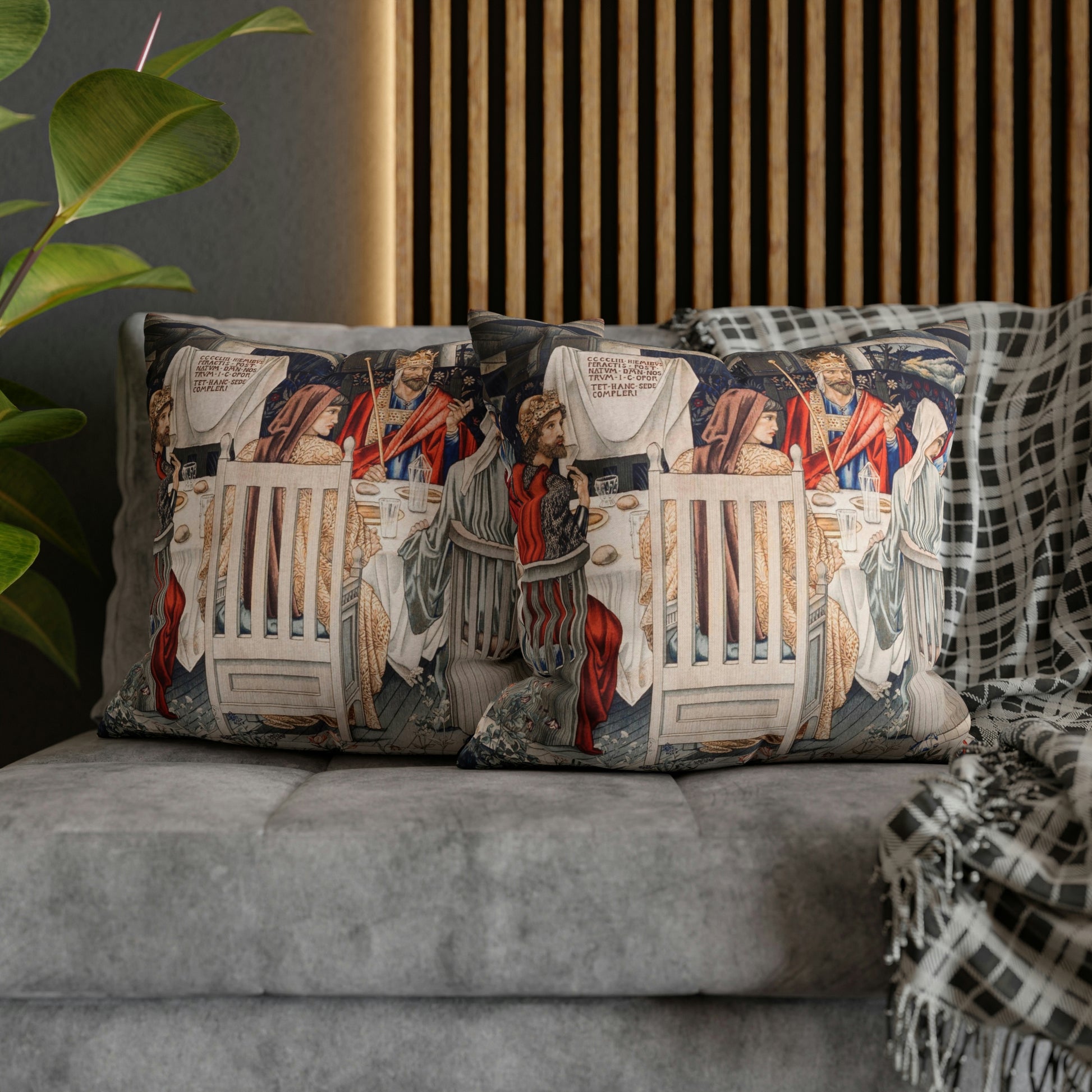 Cushion Cover originally created by John Henry Dearle for William Morris & Co based on a tapestry called Holy Grail Collection (King)