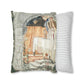 Cushion Cover for William Morris & Co by Edward Burne-Jones from a woollen tapestry called Holy Grail Collection (Prayer) in Gold, Orange, Green, Brown, Red and Blue