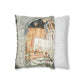 Cushion Cover for William Morris & Co by Edward Burne-Jones from a woollen tapestry called Holy Grail Collection (Prayer) in Gold, Orange, Green, Brown, Red and Blue