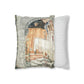 Cushion Cover for William Morris & Co by Edward Burne-Jones from a woollen tapestry called Holy Grail Collection (Prayer) in Gold, Orange, Green, Brown, Red and Blue