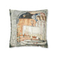 Cushion Cover for William Morris & Co by Edward Burne-Jones from a woollen tapestry called Holy Grail Collection (Prayer) in Gold, Orange, Green, Brown, Red and Blue