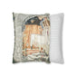 Cushion Cover for William Morris & Co by Edward Burne-Jones from a woollen tapestry called Holy Grail Collection (Prayer) in Gold, Orange, Green, Brown, Red and Blue