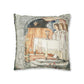 Cushion Cover for William Morris & Co by Edward Burne-Jones from a woollen tapestry called Holy Grail Collection (Prayer) in Gold, Orange, Green, Brown, Red and Blue