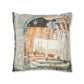 Cushion Cover for William Morris & Co by Edward Burne-Jones from a woollen tapestry called Holy Grail Collection (Prayer) in Gold, Orange, Green, Brown, Red and Blue