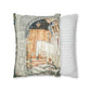 Cushion Cover for William Morris & Co by Edward Burne-Jones from a woollen tapestry called Holy Grail Collection (Prayer) in Gold, Orange, Green, Brown, Red and Blue