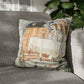 Cushion Cover for William Morris & Co by Edward Burne-Jones from a woollen tapestry called Holy Grail Collection (Prayer) in Gold, Orange, Green, Brown, Red and Blue