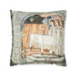Cushion Cover for William Morris & Co by Edward Burne-Jones from a woollen tapestry called Holy Grail Collection (Prayer) in Gold, Orange, Green, Brown, Red and Blue