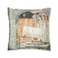 Cushion Cover for William Morris & Co by Edward Burne-Jones from a woollen tapestry called Holy Grail Collection (Prayer) in Gold, Orange, Green, Brown, Red and Blue