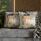 Cushion Cover for William Morris & Co by Edward Burne-Jones from a woollen tapestry called Holy Grail Collection (Prayer) in Gold, Orange, Green, Brown, Red and Blue