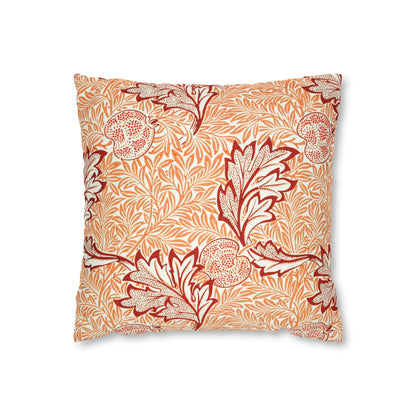 Square Cushion Cover  in a floral pattern by William Morris & Co called Apple Collection in orange, red and white