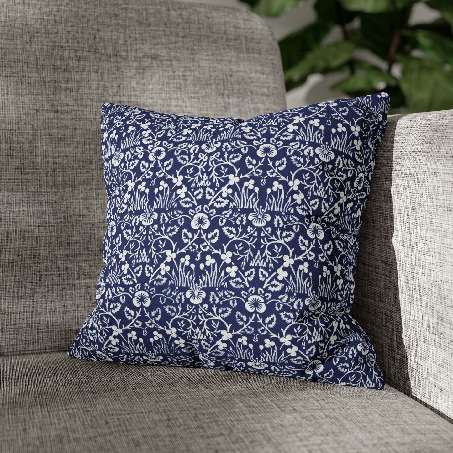 Cushion Cover in a floral blue and white pattern by William Morris & Co called Eyebright Collection