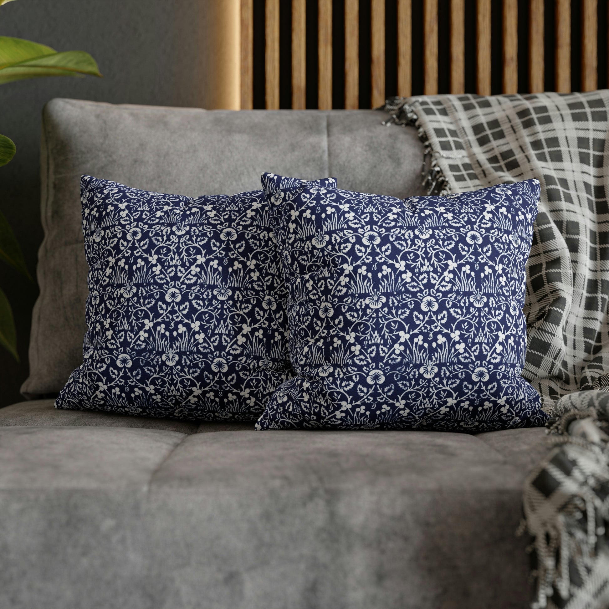 Cushion Cover in a floral blue and white pattern by William Morris & Co called Eyebright Collection