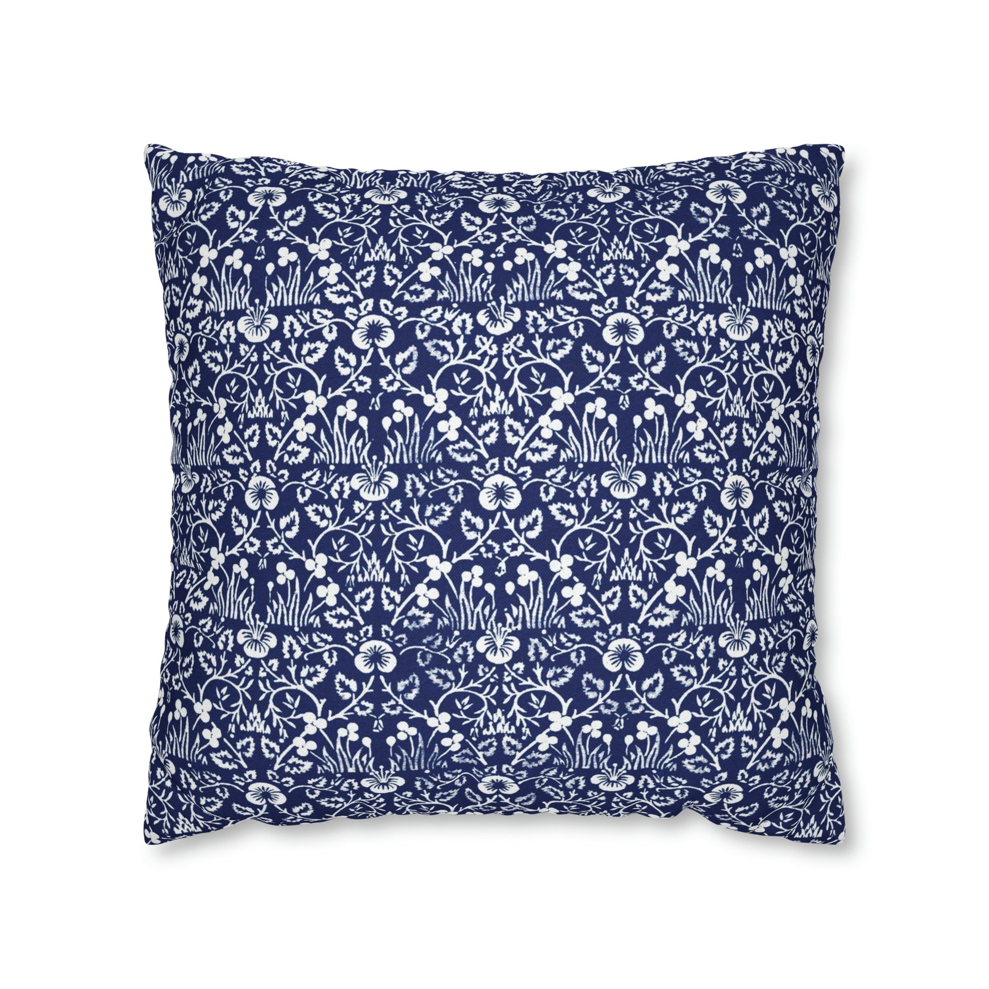 Cushion Cover in a floral blue and white pattern by William Morris & Co called Eyebright Collection