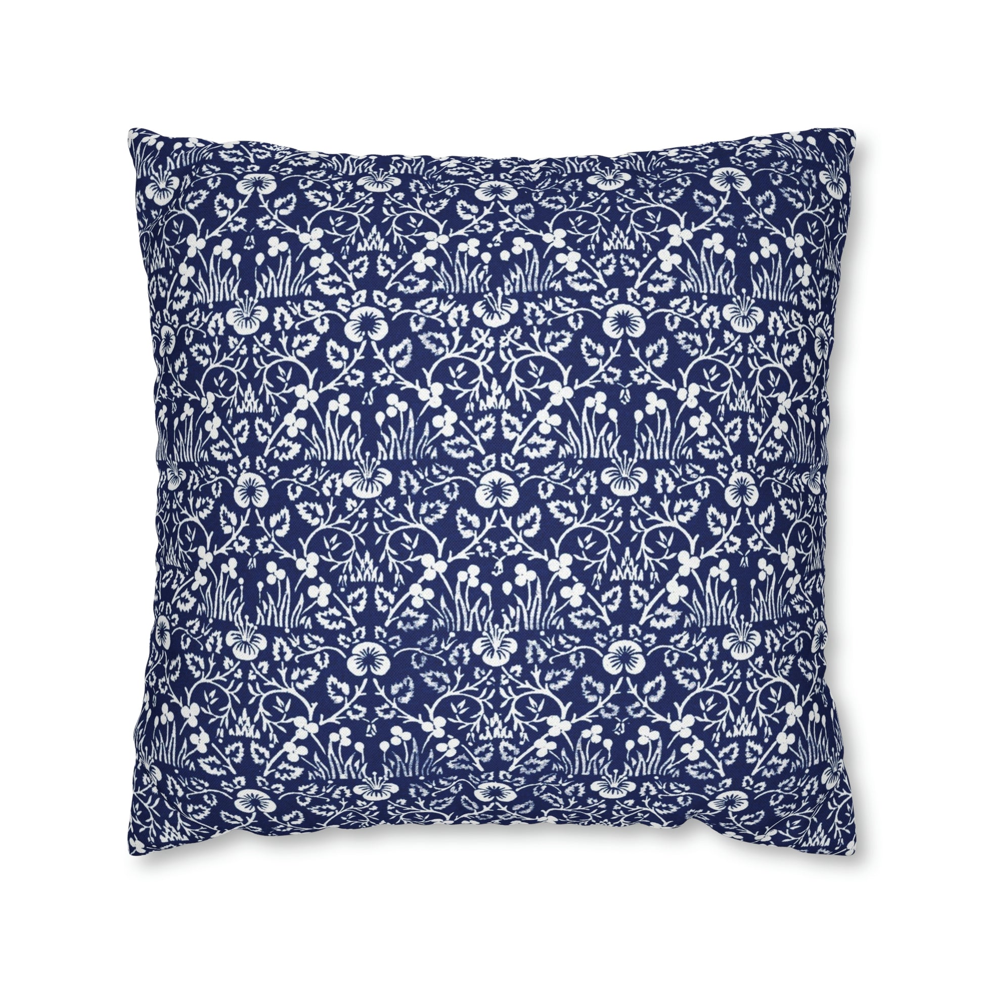 Cushion Cover in a floral blue and white pattern by William Morris & Co called Eyebright Collection