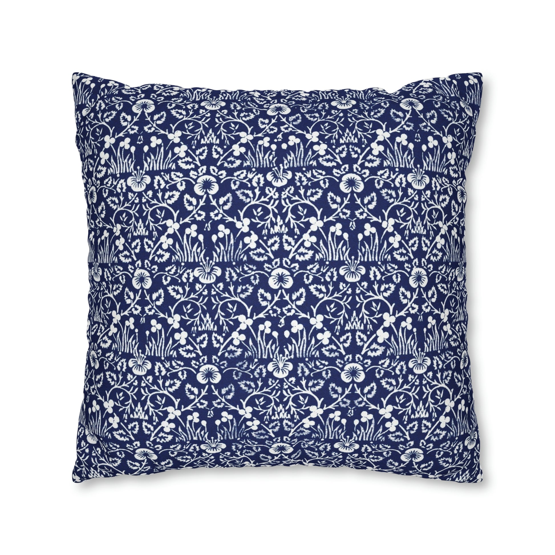 Cushion Cover in a floral blue and white pattern by William Morris & Co called Eyebright Collection
