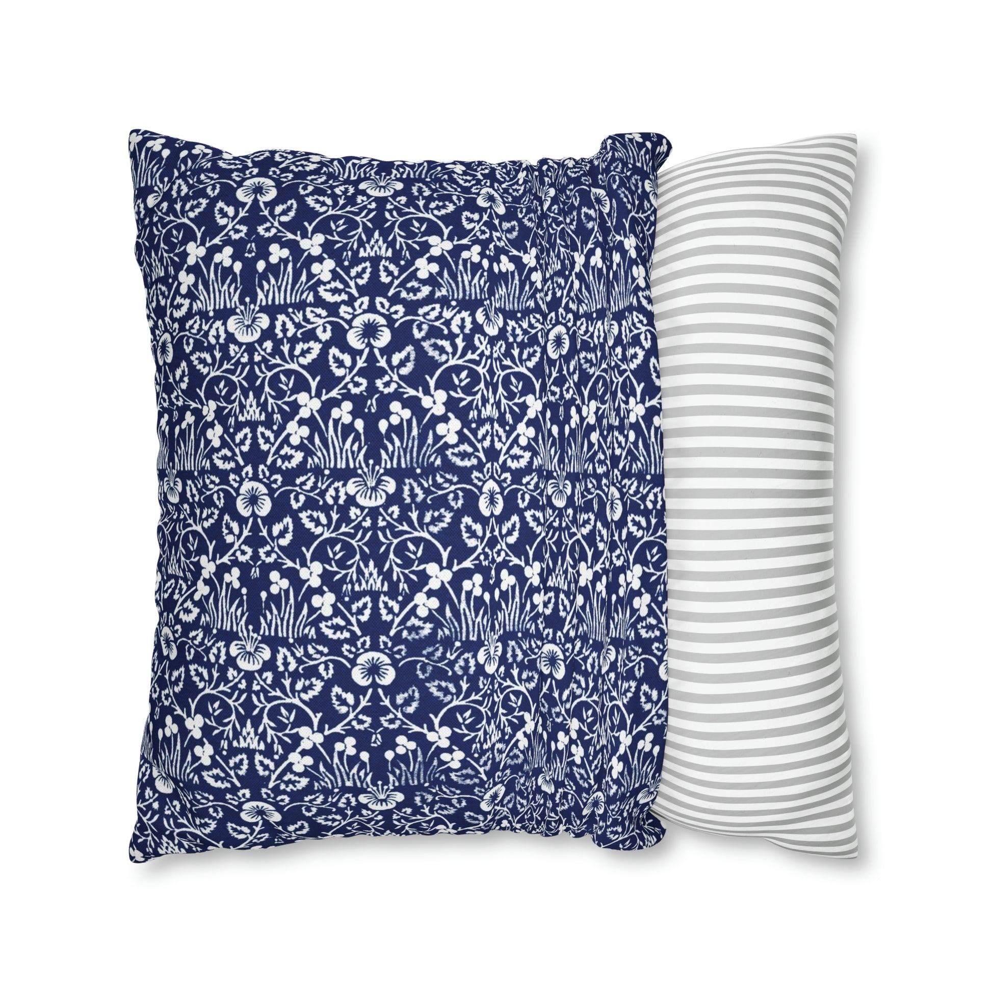 Cushion Cover in a floral blue and white pattern by William Morris & Co called Eyebright Collection