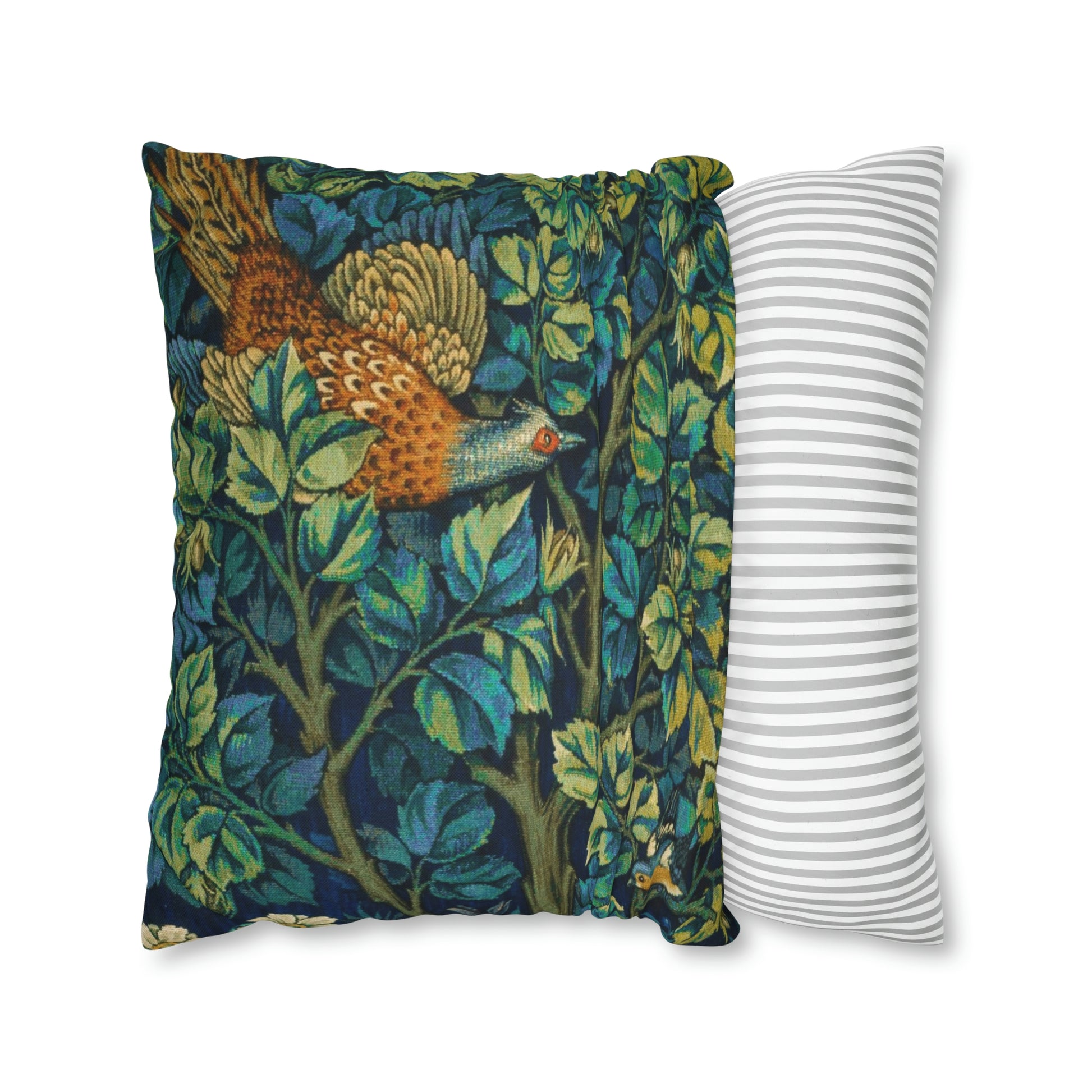 Cushion Cover created by William Morris & Co in a floral pattern called Pheasant and Squirrel Collection (Pheasant) - Blue