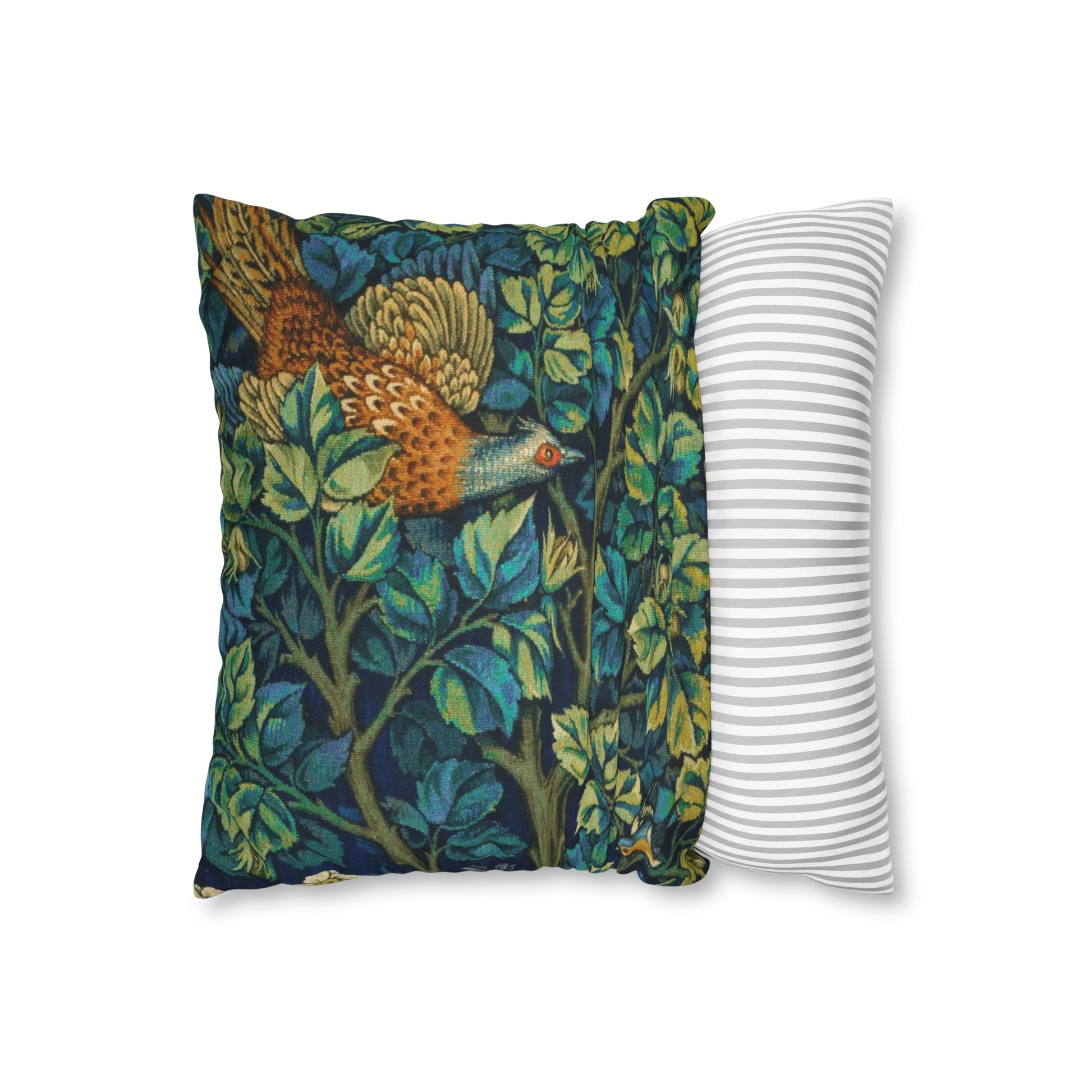 Cushion Cover created by William Morris & Co in a floral pattern called Pheasant and Squirrel Collection (Pheasant) - Blue