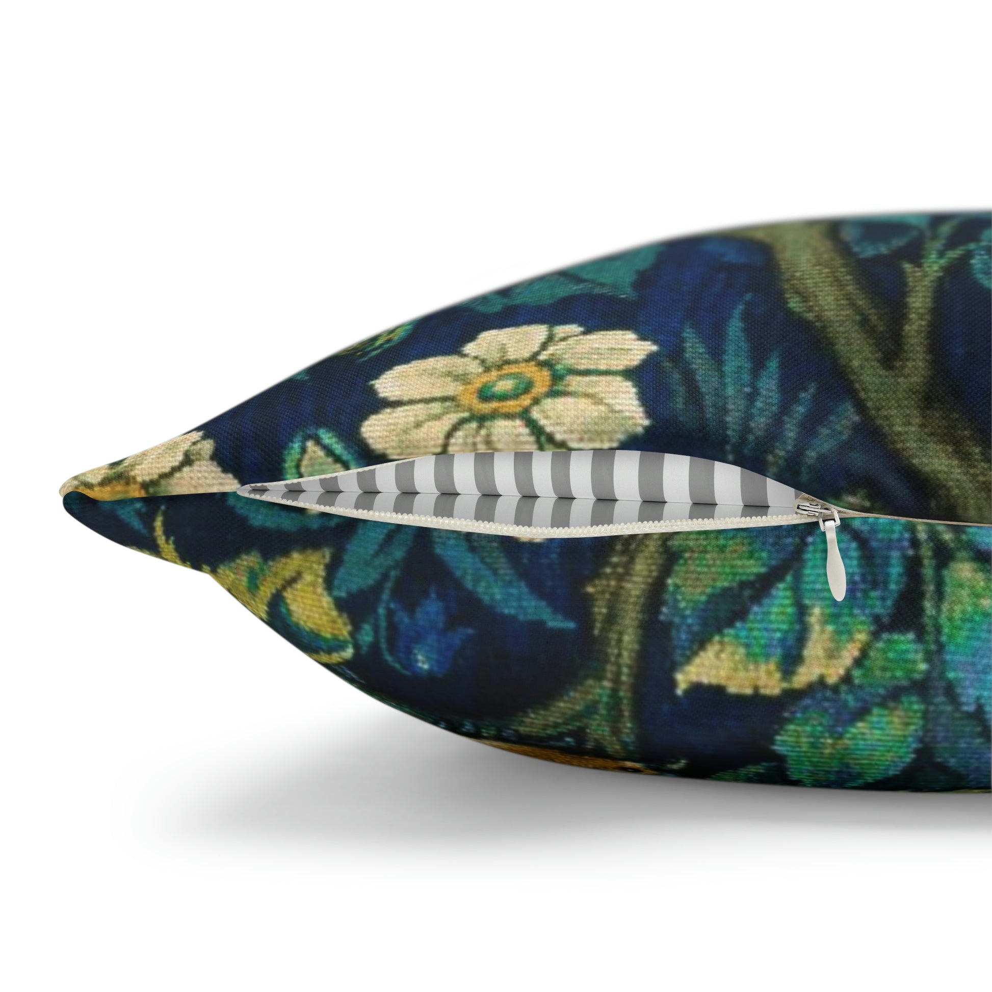 Cushion Cover created by William Morris & Co in a floral pattern called Pheasant and Squirrel Collection (Pheasant) - Blue