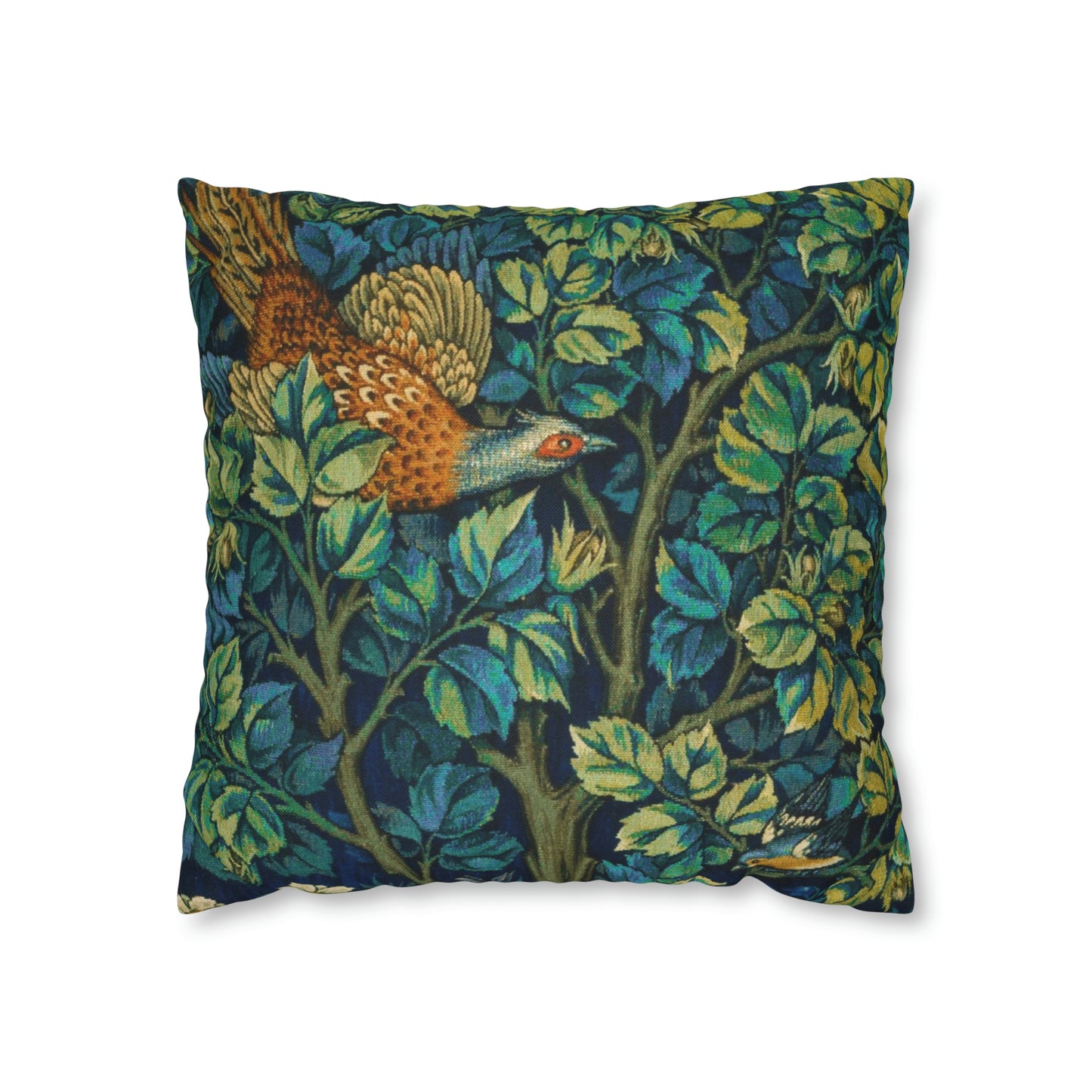 Cushion Cover created by William Morris & Co in a floral pattern called Pheasant and Squirrel Collection (Pheasant) - Blue
