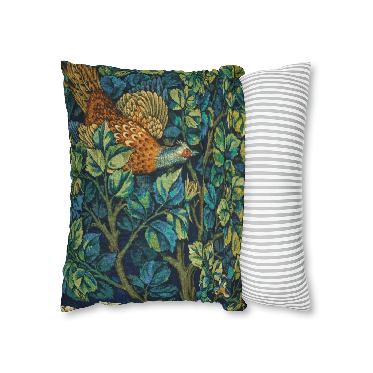 Cushion Cover created by William Morris & Co in a floral pattern called Pheasant and Squirrel Collection (Pheasant) - Blue