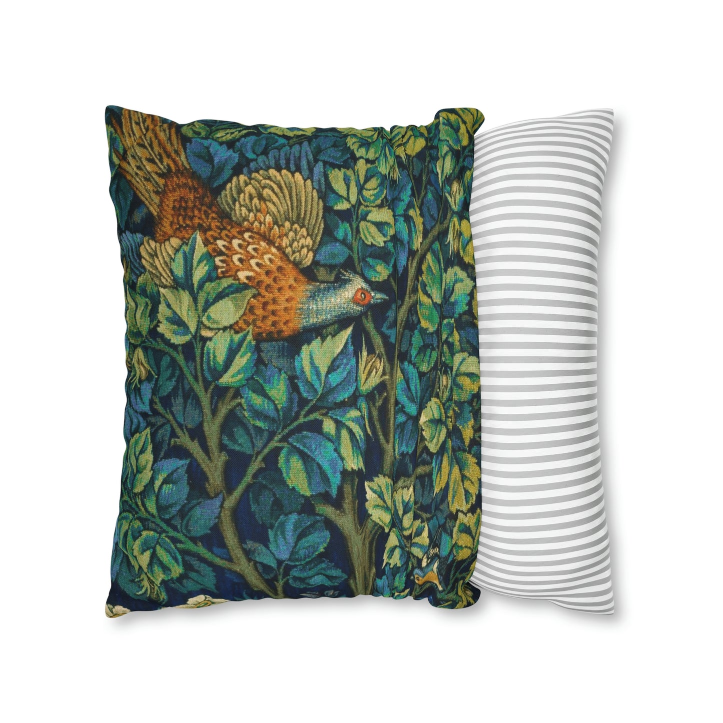 Cushion Cover created by William Morris & Co in a floral pattern called Pheasant and Squirrel Collection (Pheasant) - Blue